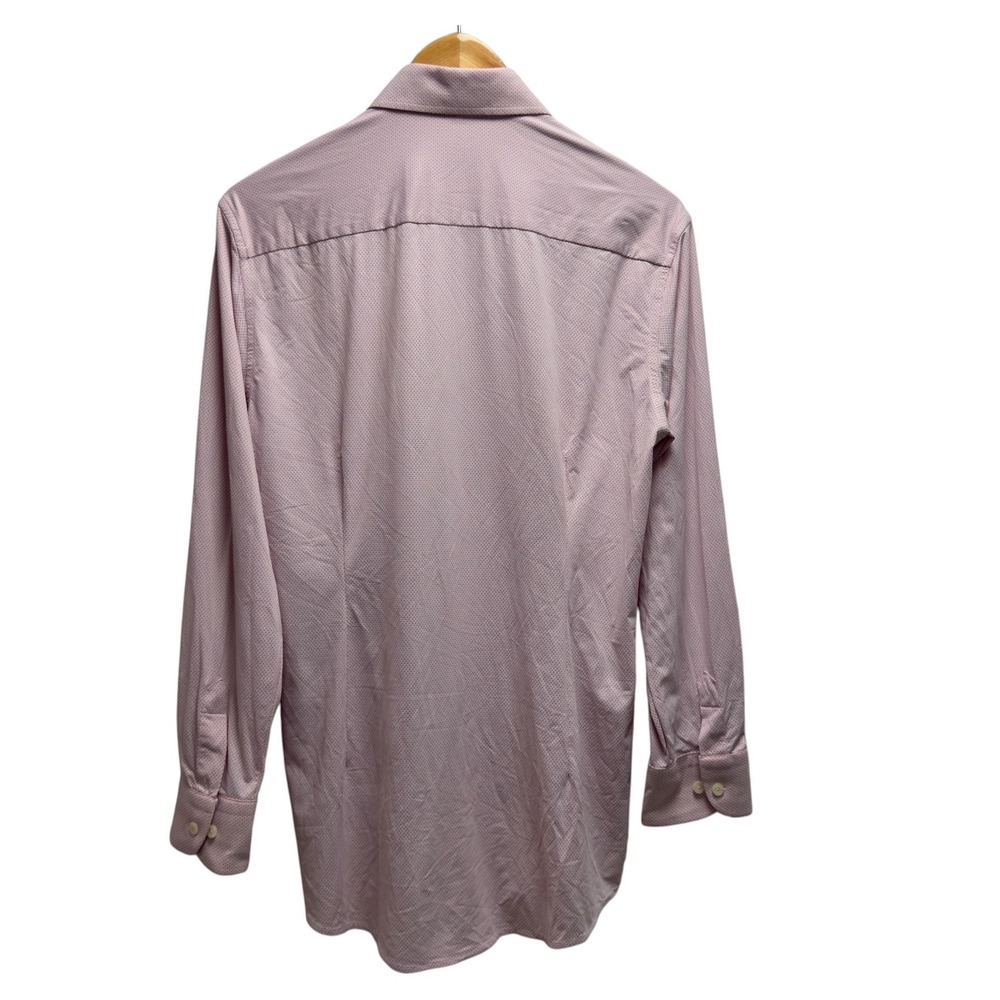 Eton Men's 15.5/39 Slim Pink/White Geometric Performance Stretch Dress Shirt euc - Picture 5 of 7